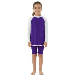Girls Sun Safe with Shorts Purple White